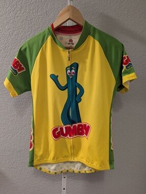 Gumby Cycling Jersey - Green and Yellow Retro Dx Large